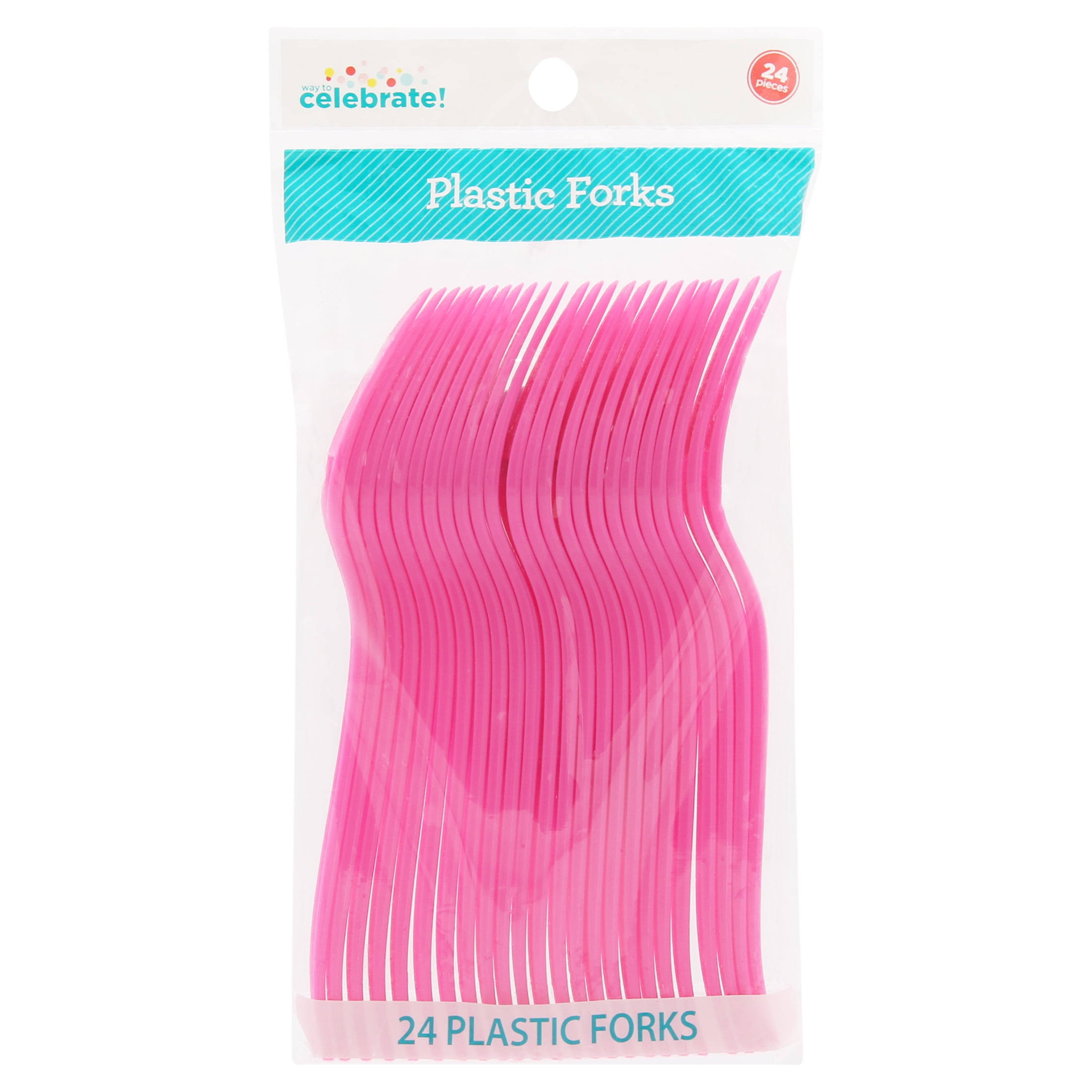 Disposable Plastic Forks Neon Pink