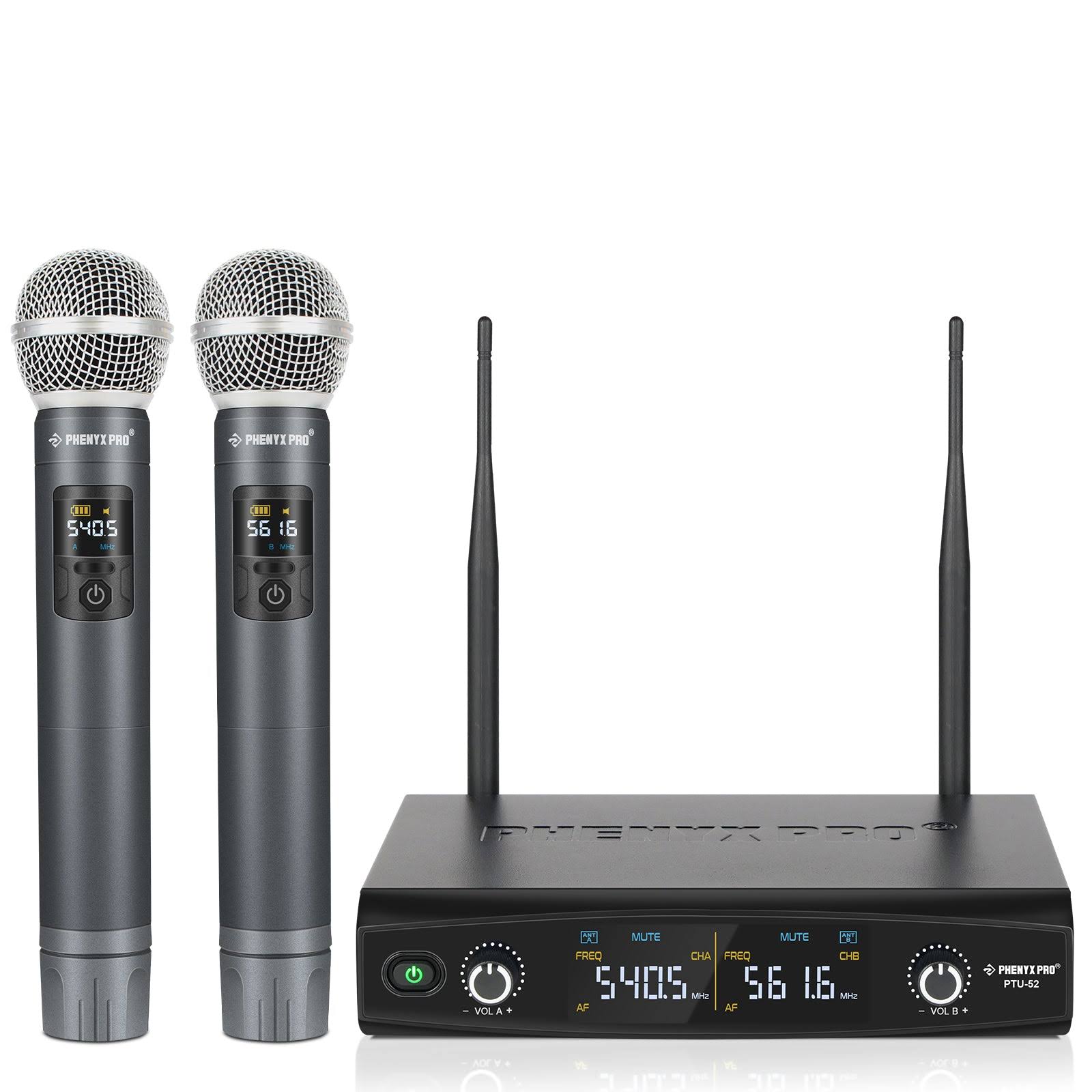 Phenyx Pro Phenyx PTU-52 Dual Adjustable Wireless Microphone Syetem