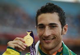 Gold medalist Fabrice Lapierre of Australia celebrates on the podium with his medal for the men&#39;s long jump at Jawaharlal Nehru Stadium during ... - Fabrice%2BLapierre%2B19th%2BCommonwealth%2BGames%2BDay%2Bcv4GCh2bW8Zl
