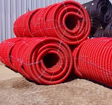 Corrugated Single Wall Red Pipe for Wires - Soleno