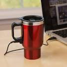 Car 12V Adapter Electric Heated Stainless Steel Mug Hot Coffee