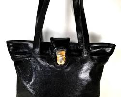 Image of classic Oroton tote in black leather