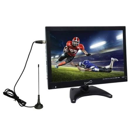 Supersonic Portable Digital LED TV 14 inch, Usb, SD, Hdmi Input Built-in Rechargeable Lithium Ion Battery,FM Radio with Stan, Black