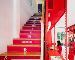 Image of Red color commercial interior