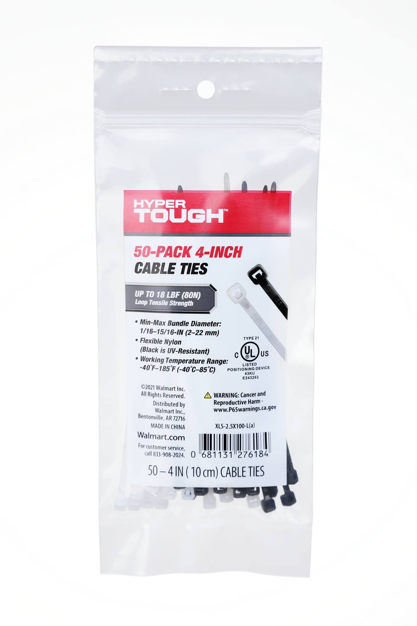 Hyper Tough 4 inch 18lb Cable Ties Natural and UV Resistant