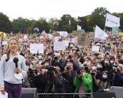 Image of Greta Thunberg leading Fridays for Future protest