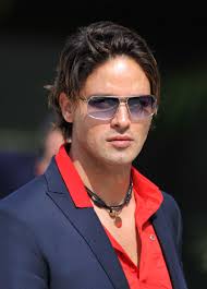 Gabriel Garko. Gabriel rocks some seriously stylin&#39; sunglasses with a purple tint and silver frames. - Gabriel%2BGarko%2BModern%2BSunglasses%2BRectangular%2BrnVhkhaXPJPl