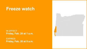 Update: Freeze watch for South Central Oregon Coast and Curry County Coast for Friday