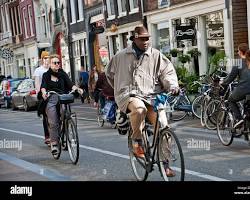 Image of people cycling in Amsterdam