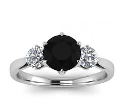 Image of Black diamond three stone ring