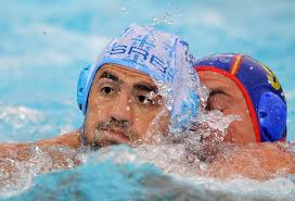 Nikola Radjen Serbian vies with Xavier Valles Spanish during a Water.