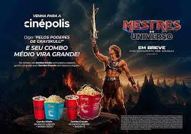 Cinépolis transforma frase icônica de He-Man em promoção com upgrade gratuito de combo de pipoca