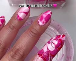 Hình ảnh về Water marble pink nails