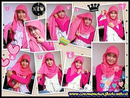 Hasil gambar untuk cara memakai kerudung segi empat