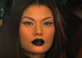 Anna Wang displays the ubiquitous black lips (Wang doesn&#39;t get much screen time in the video, so who knows how she feels about the goth mouth?). - annawang