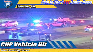 CHP vehicle Rear-Ended by Elderly Driver on Southbound I-15 in Devore