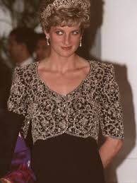 Princess Diana During a Visit to India with Embroidered Bodice ...