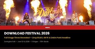 Download Festival 2026 Reveals Full Stage Times — Limp Bizkit, Guns N’ Roses & Linkin Park To Headline Donington
