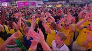 Licensable video: Swedish fans heat up the streets of New York City ahead of the match against France