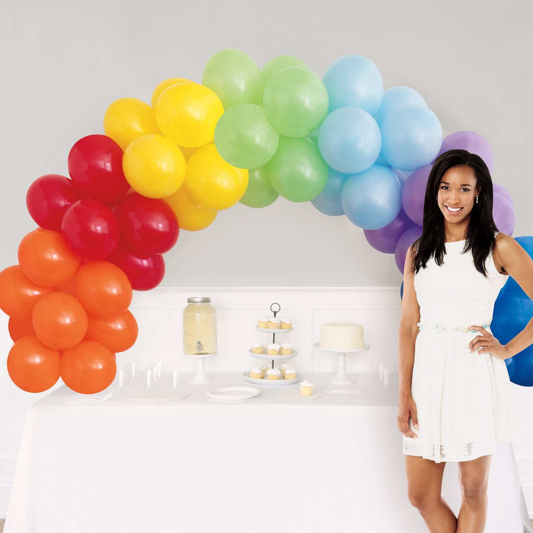 Assorted Rainbow Colors Tabletop Balloon Arch Kit with Frame
