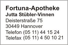 Firma Fortuna-Apotheke Jutta Stübler-Vinnen in Hannover - Branche ...