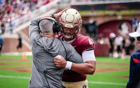 ESPN's Pete Thamel says Mike Norvell told him he's rolling with DJ 
Uiagalelei as QB1 vs. California