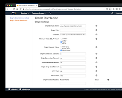 Image of configuring the origin in a CloudFront distribution