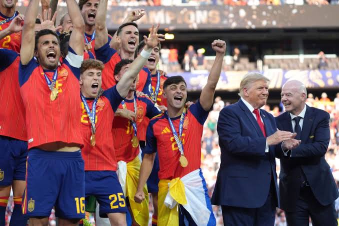 Crowd booed Trump, Infantino at World Cup final as Trump lingered onstage; Jon Stewart slammed 'overinflated ego'