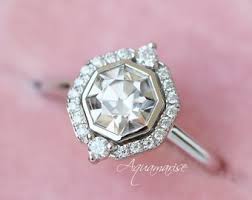 Octavia Diamond Ring- Natural White Sapphire Engagement Ring- Sterling Silver Asscher Cut 