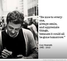 Cory Monteith Quotes Inspirational. QuotesGram via Relatably.com