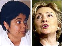 Anasuya Sengupta and Hillary Rodham Clinton (BBC and AP Pictures). Anasuya Sengupta wrote her poem for Mrs Clinton eight years ago - _39206694_hillary203