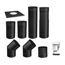 6"ø black single wall pipe kit