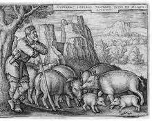 Image of Odyssey Book 14 classical art Odysseus Eumaeus swineherd hut