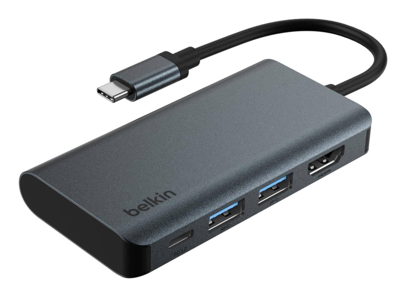 Belkin USB-C Hub 4-in-1 Multi-Port Laptop Dock with 4K HDMI, Adapter with 100W Power Delivery