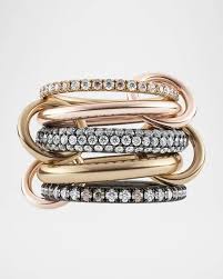 Spinelli Kilcollin Leo 18k Two-Tone Five-Link Diamond Ring - Rose Gold/Gold | Editorialist