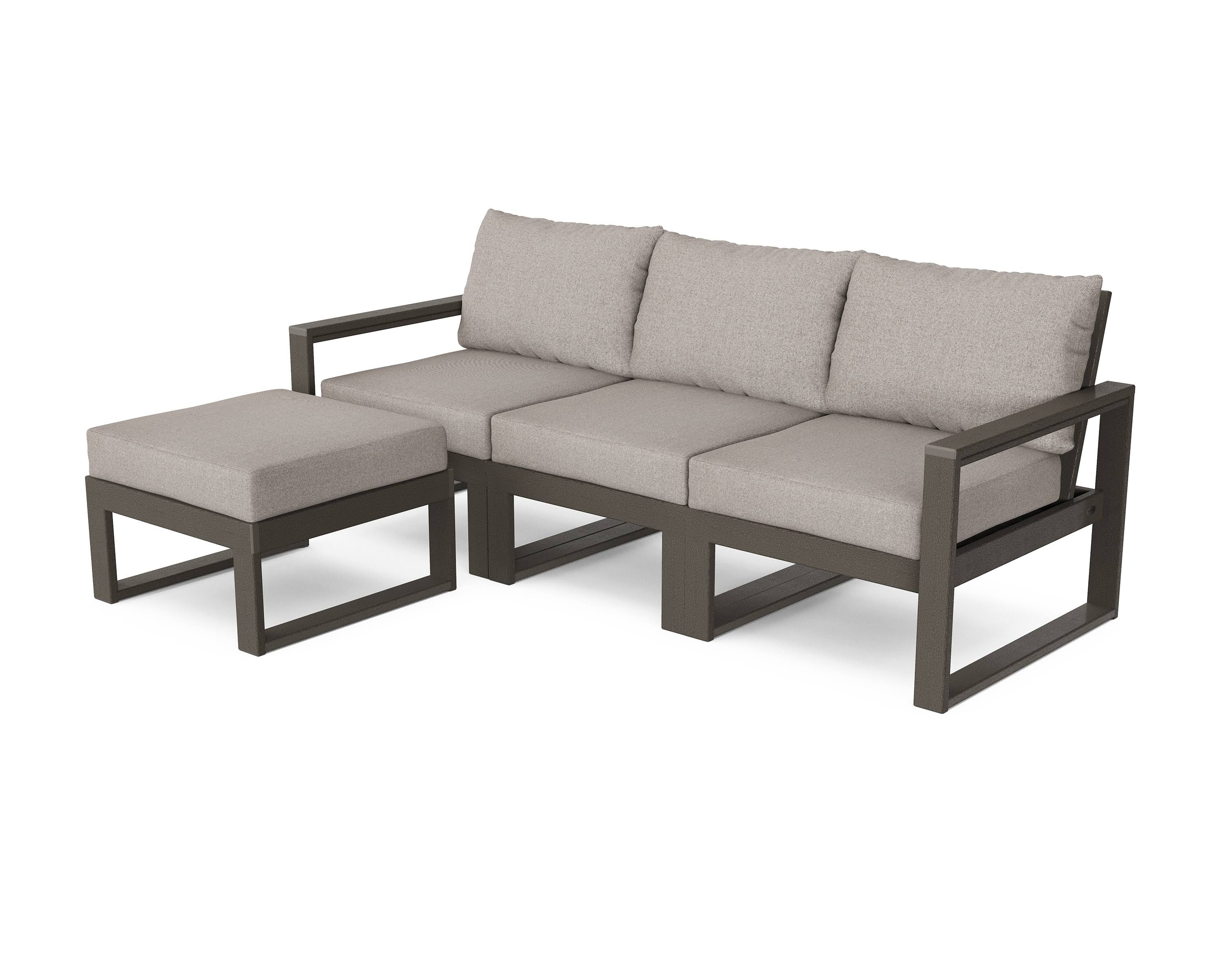 POLYWOOD EDGE 4-Piece Modular Deep Seating Set with Ottoman