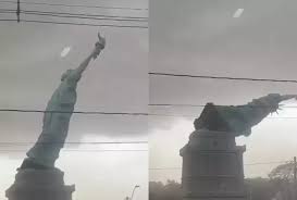 Video viral: fuerte viento derriba réplica de la Estatua de la Libertad en Brasil