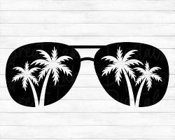 Image of palm tree with sunglasses