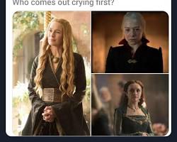 Image of Queen Alicent Hightower crying