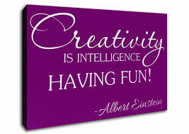 Stretched-Canvas-12369-Albert Einstein Creativity Is Intelligence Purple-Text Quotes-Canvas-A.jpg via Relatably.com