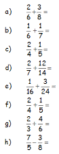 Resultado de imagen para ejercicios de suma y resta de fracciones