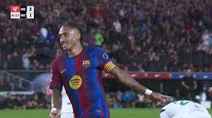 Raphinha slots in the goal for Barcelona