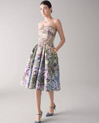 Strapless Watercolor Print Fit & Flare Dress | White House Black Market