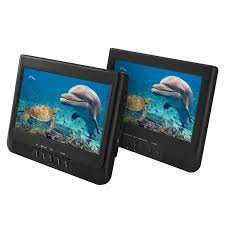 onn. 10" Dual Screen DVD Player with Digital Panel, Black