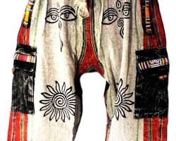 Image of Pants with traditional Nepali embroidery from Nepal