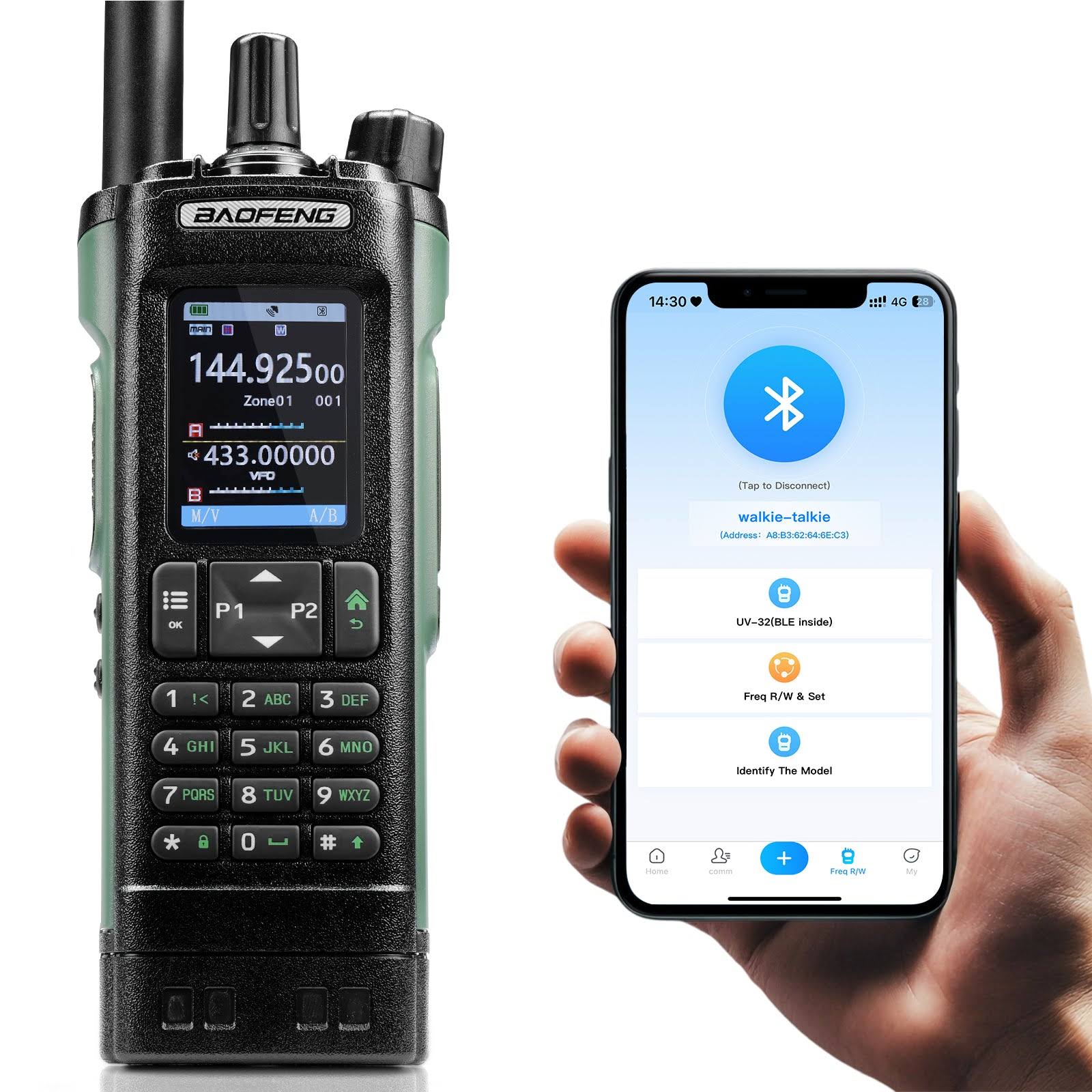 Baofeng UV-32 Ham Radio 10W Multi-Band GPS App & CHIRP Programmable