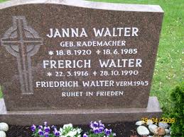 Grab von Janna Walter (geb. Rademacher) (18.08.1920-18.06.1985 ...