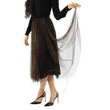 Roberto Cavalli Ladies Brown Heritage Jaguar Print Tulle Skirt, Brand Size 40 (US Size 6) in Brown