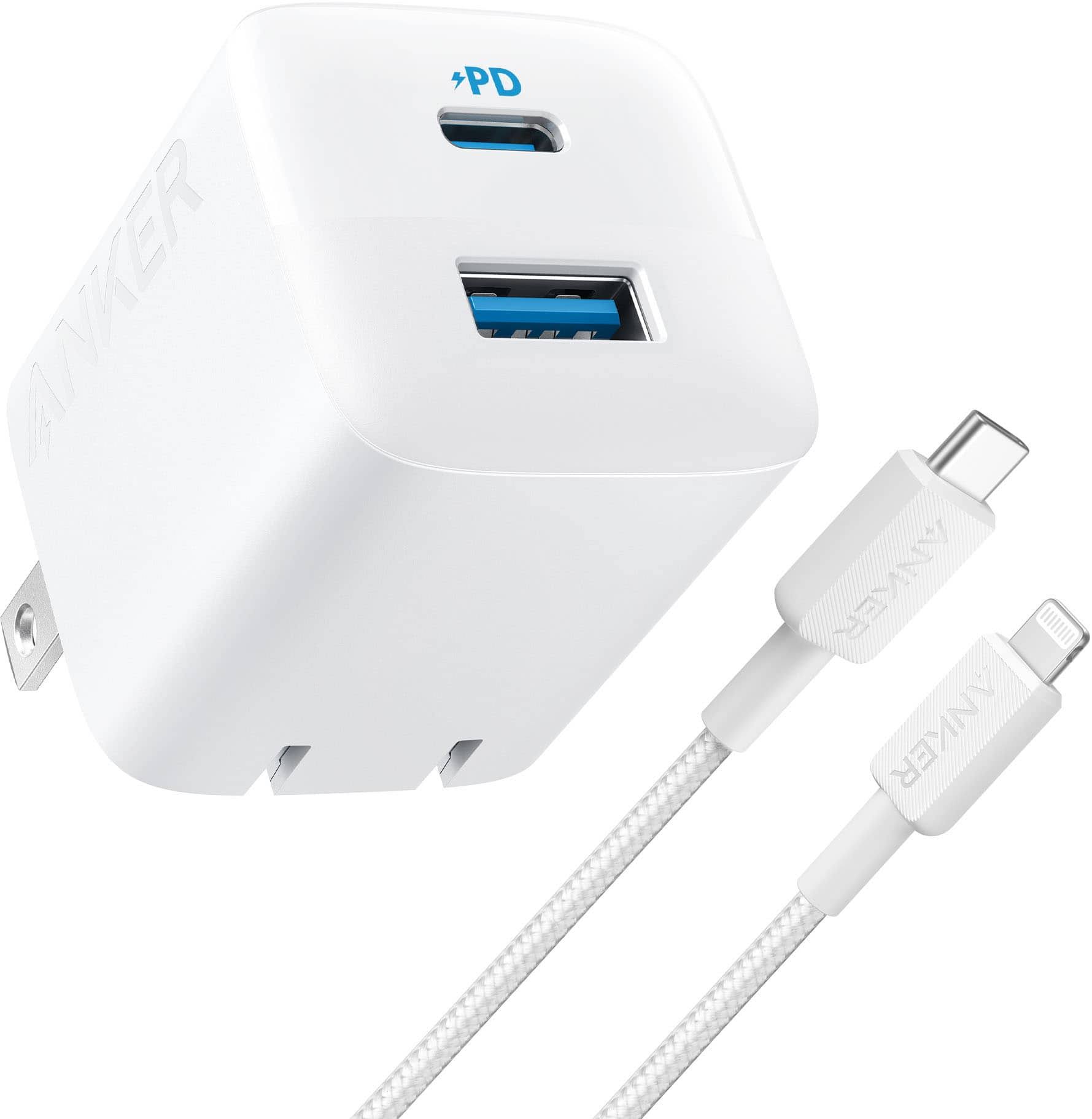 Anker 2-Port 32W Wall Charger with 6' Lightning to USB-C Cable