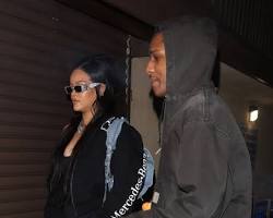 Hình ảnh về A$AP Rocky and Rihanna together in the studio